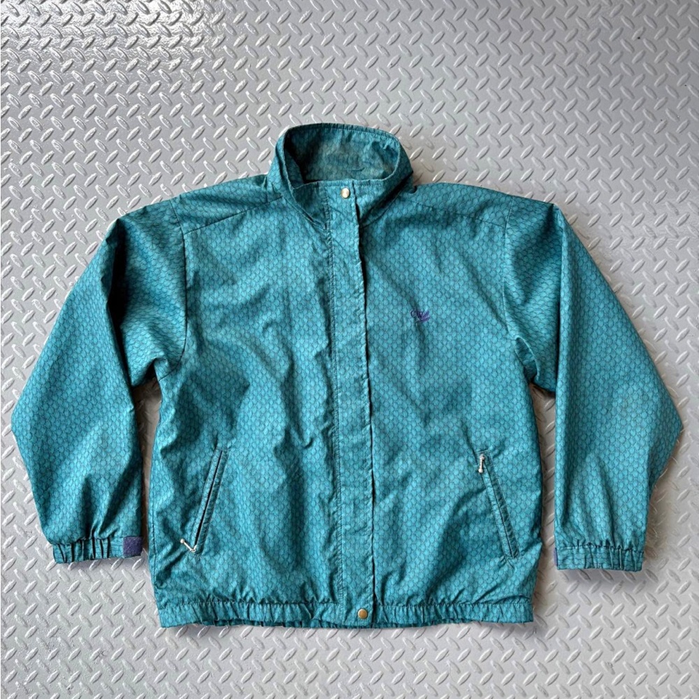 Vintage Teal Patterned Windbreaker